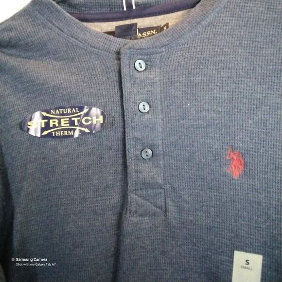 Men Official Licensed U.S. Polo Assn. Blue Natural Stretch Thermal Shirt Sm. NWT - Picture 3 of 8